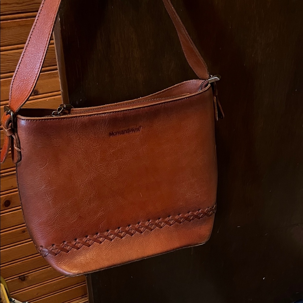 Montana West Brown Leather Shoulder Bag